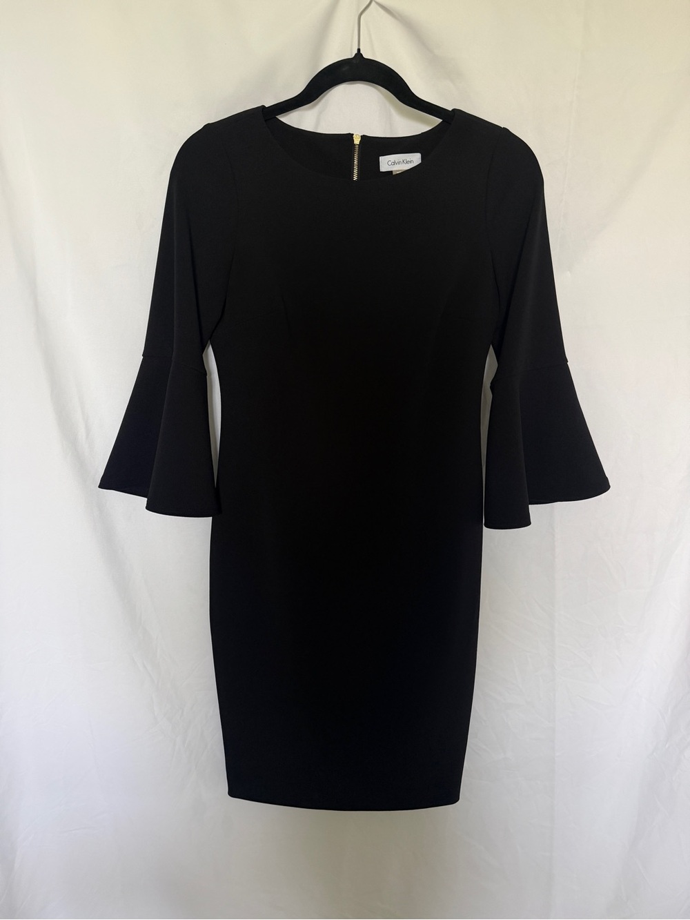 Calvin Klein Black Long-Sleeve Bell-Sleeve Sheath Dress